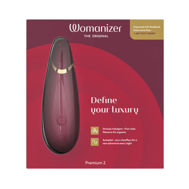 Womanizer Premium 2 Rechargeable Silicone Luxurious Pleasure Air Clitoral Stimulator Bordeaux