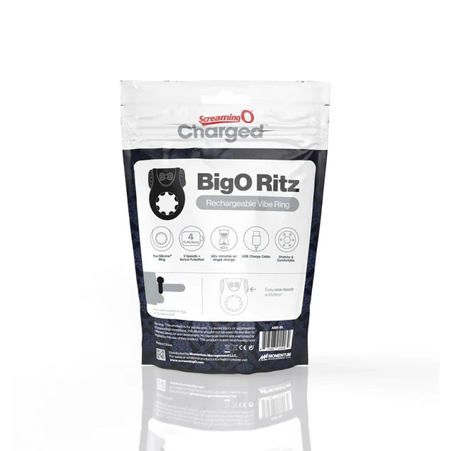 Screaming O Charged Big O Ritz Rechargeable Vibrating Silicone Cockring Black